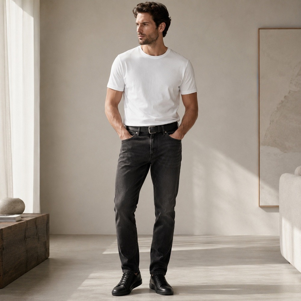 BOSS Hugo Boss Candiani Denim Premium Italian Stretch Black Jeans Men‎ 35 36